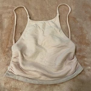 Urban outfitters rouche halter crop top with a low back